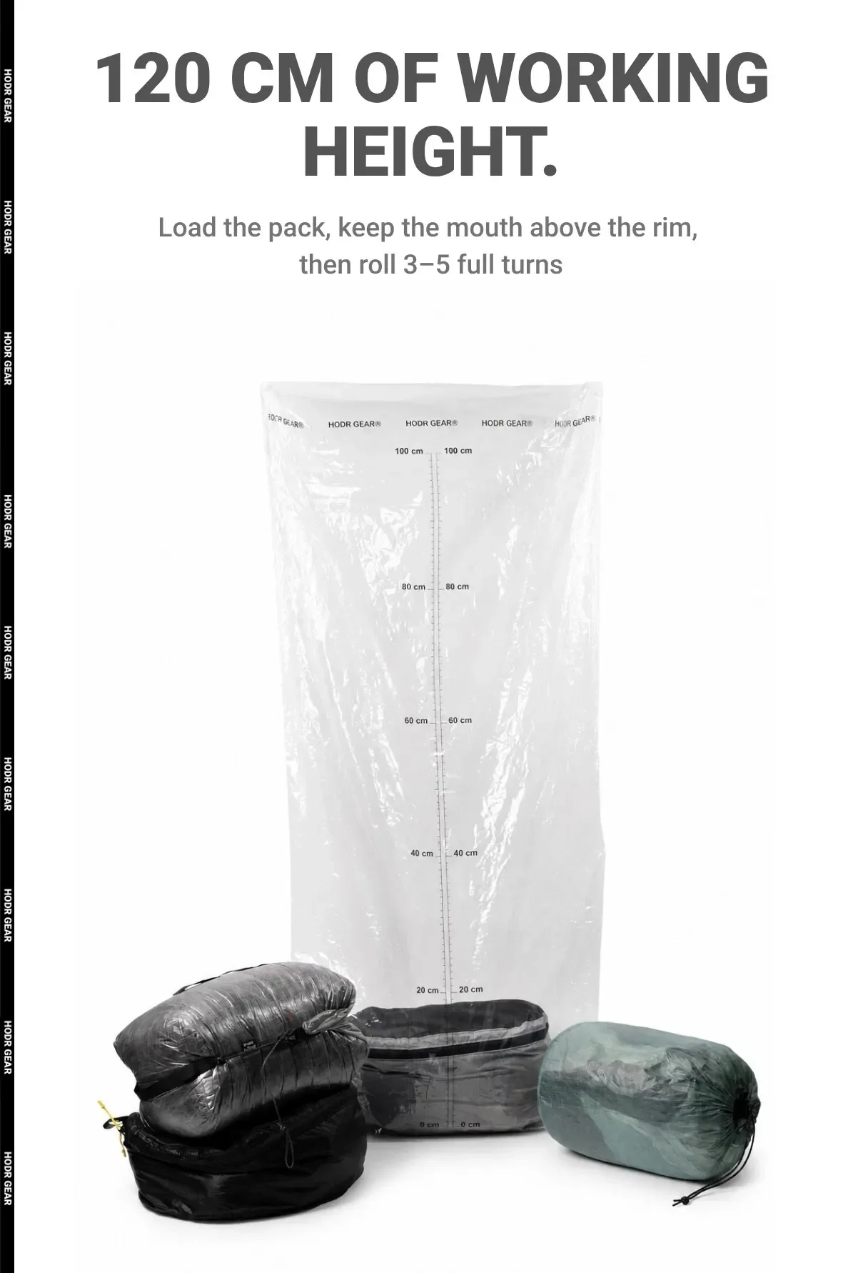 [HODRGEAR] Ultralight Polycro Pack Liner 2.0 – 2er-Pack Wasserdichter Rucksack-Liner 30μm Polyolefin-Folienrolle + Wickelverschluss 55×120cm – Detail 3