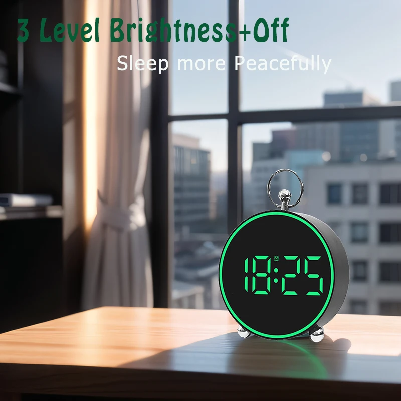 LED Alarm Clock Desk/Wall Travel Electronic Clock with Temperature for Bedroom Office Decoration Niditon