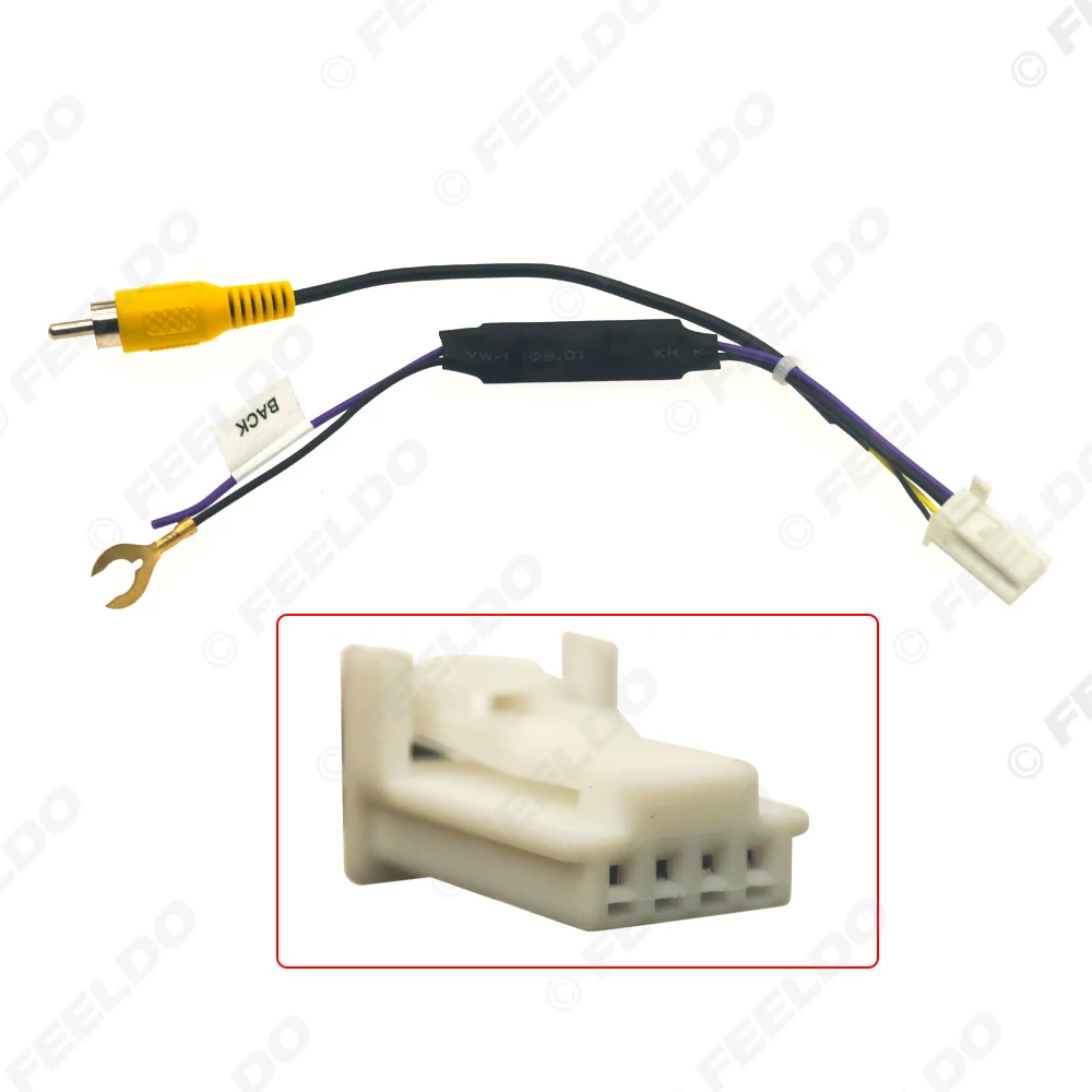 Car Parking Reverse Wire Adapter 4Pin Female Video Plug RCA Cable With 12V-6V Power Convertor Board For Honda Car Models