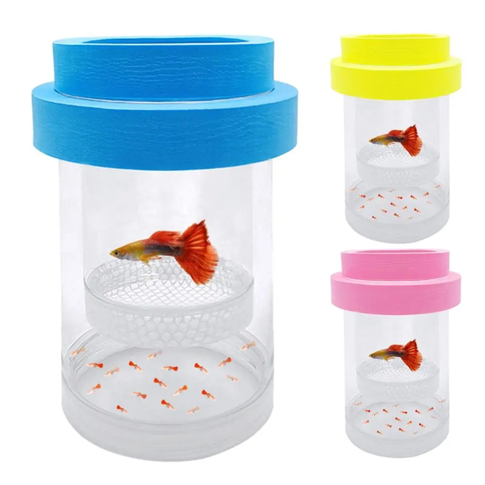 Caja flotante de malla de plástico para incubar camarones Guppy, caja de aislamiento de cría de peces flotante transparente, criador de acuario desmontable