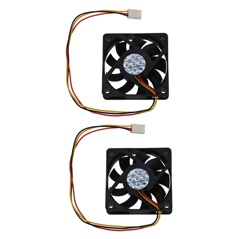 2X CPU Fan Radiator Fan 60 X 60 Mm Box Computer - Black