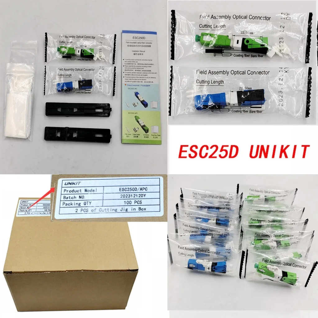 UNIKIT merek ESC250D FTTH SC UPC Optical fibe konektor cepat SC FTTH serat optik konektor cepat tertanam 100% asli