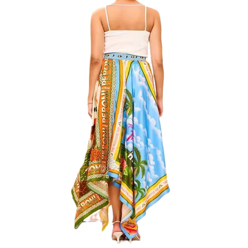 Damen großen Saum unregelmäßige Hawaii Maxi röcke Sommerferien lose Strand kleid lässige Streetwear 2024 weibliche Boho lange Röcke