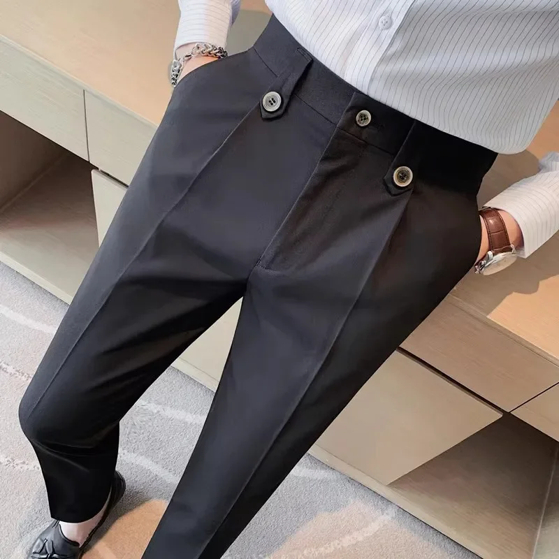 Men Elegant social Suit Pants British Business Casual Solid Slim Fit Straight Dress Pants for Men Formal Trousers Men Clothing