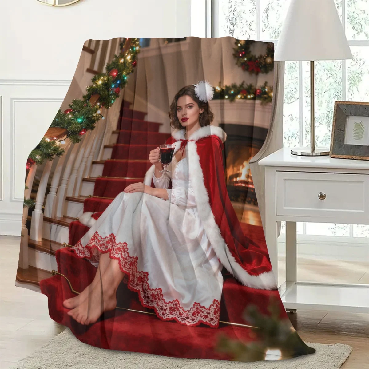 بطانية من الفلانيل مخصصة لذكرى عيد الميلاد للزوجين - منقوشة بتاريخك الخاص + نمط ندفة الثلج لعيد الميلاد، تحافظ على الدفء، قابلة للغسل في الغسالة بدون تشوه، مناسبة لسرير غرفة النوم الرئيسية ومسند الأريكة - هدية مثالية للزوجة من ألياف البوليستر الممتازة للزوجة #4