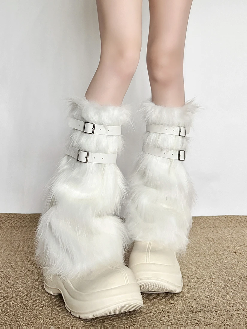 Sisjuly Street Style Adjustable Leather Buckle Design Soft Cute Furry Casual Pants Women's Autumn Low Waist Polyester Fiber