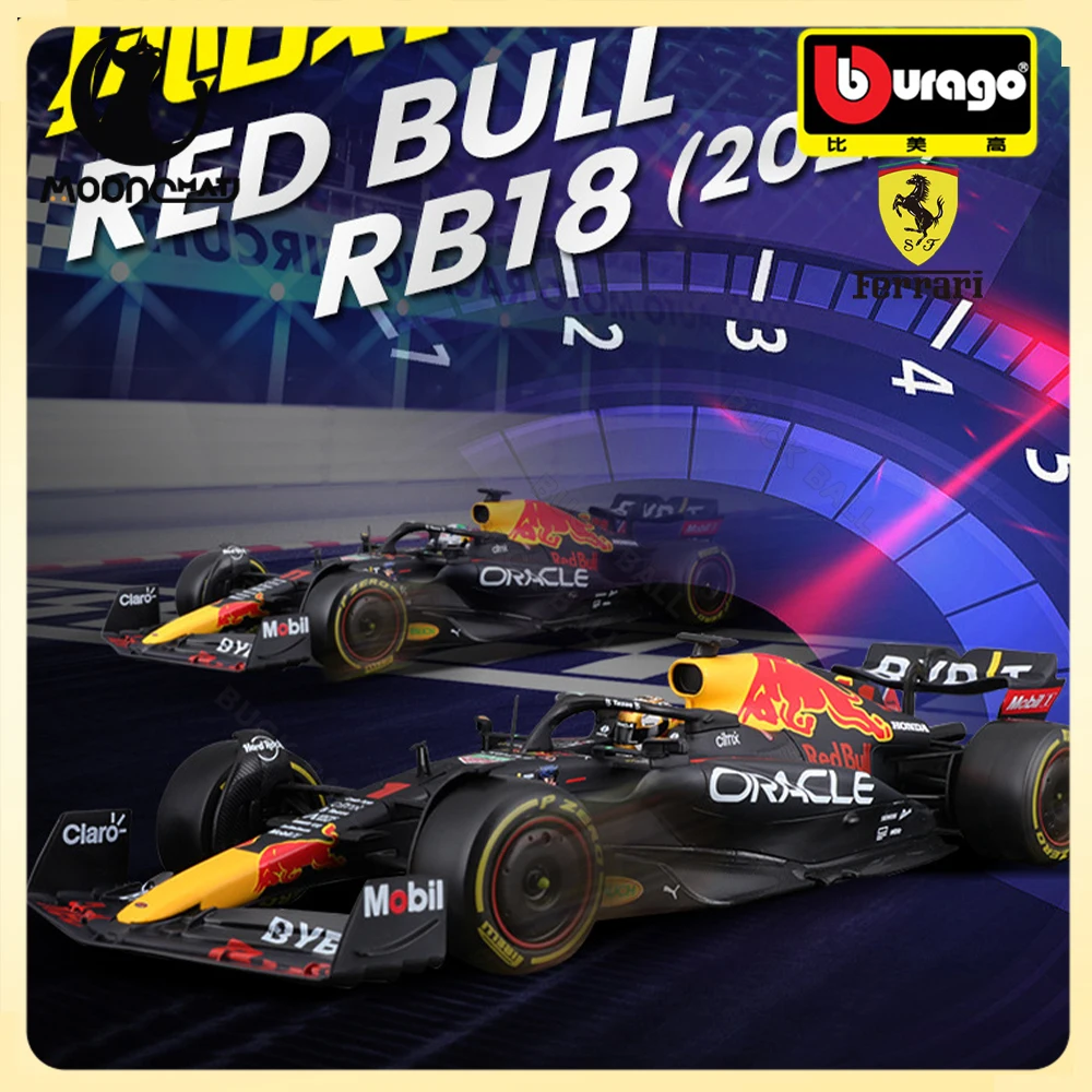 

1:24 Bburago F1 RB18 2022 Racing TAG Heuer Champion Red Bull With Figure #1 Verstappen #11 Perez Die Cast Model Collection Gift