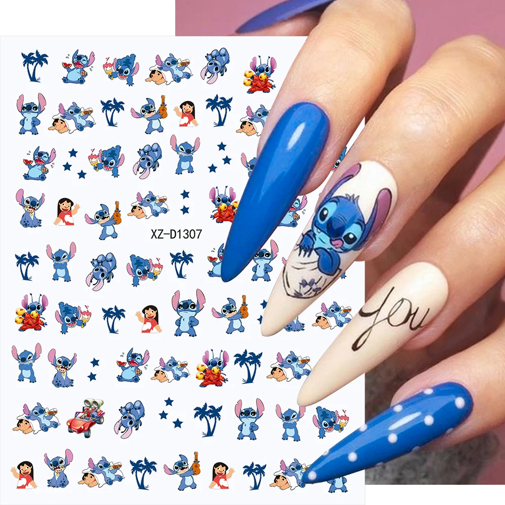 Autocollants 3D Mininstants dessin animé CAN o & Stitch pour ongles, 1 pièce, 10x8cm, design Kawaii, nail art, décoration, décalcomanies, mignon, DIY, souhaits on N64.stickers