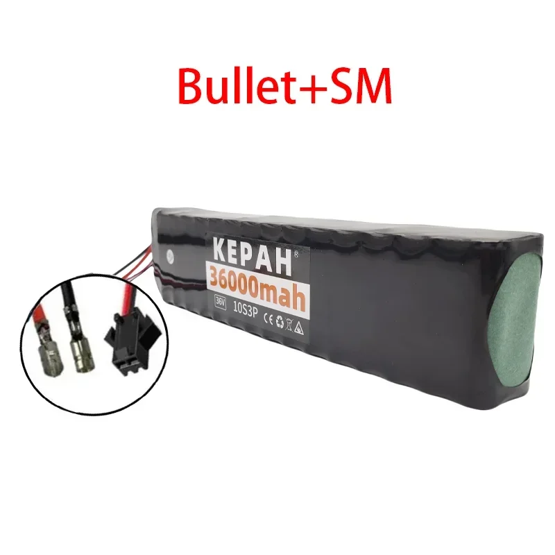 36 V 36 Ah oplaadbare lithiumbatterij 18650 10S3P 500 W vermogen gemodificeerde 36 V elektrische scooterbatterij met BMS, SYP XT60 JST