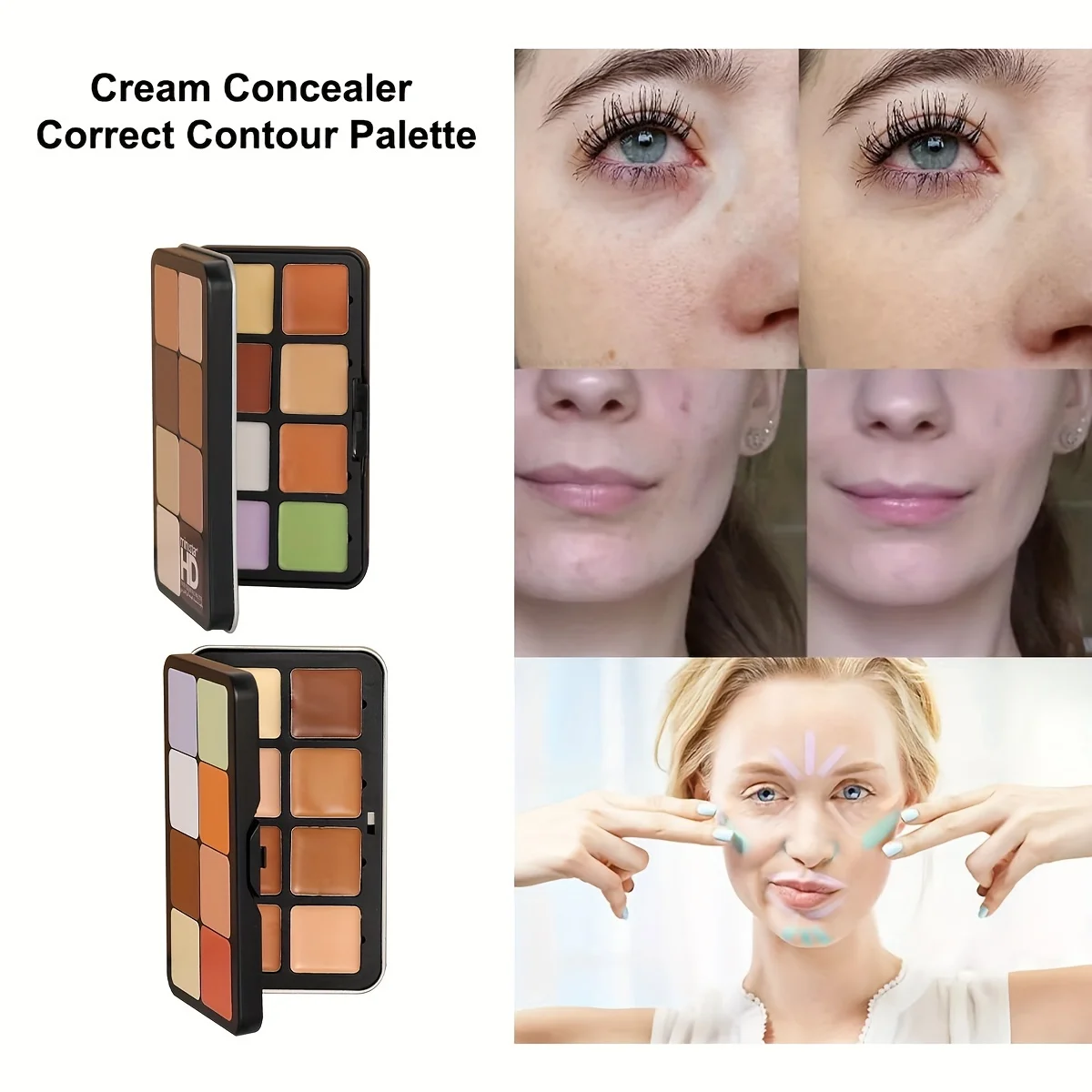 16-color Iron Box Concealer, Contouring Side Shadow Nose Shadow Shadow Earth Brown Color Matte Concealer Makeup Palette