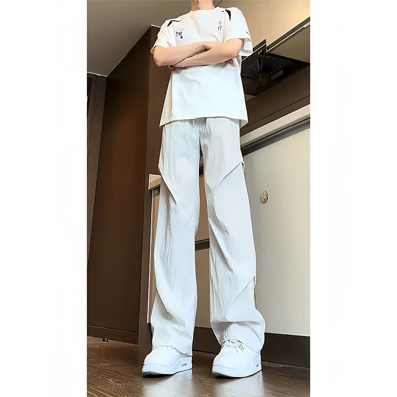 

Легкие быстросохнущие брюки-карго для мужчин, летние, тонкие, американского стиля, рабочие, с широкими штанинами, прямые, функциональные, тактические