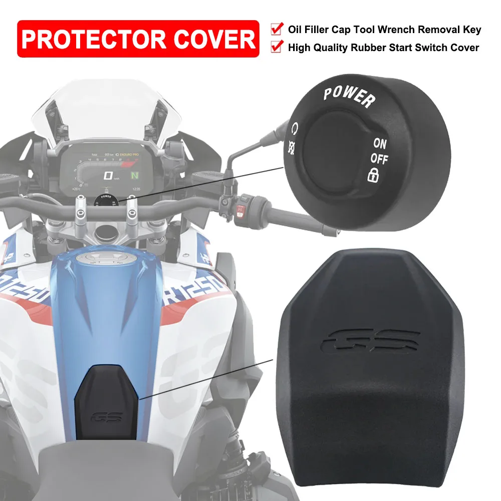Motorcycle One-Key Start Switch Cover For BMW GS1250 R1250GS R1200GS 2014-2022 Gas Fuel Oil Tank Pad Protector Cover Stickers