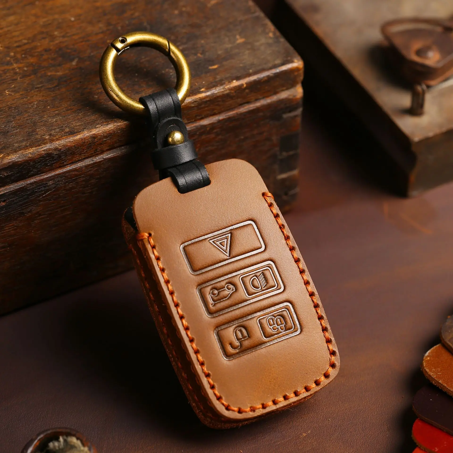 Fob Car Key Case Cover Leather Holder Accessories for Jaguar Land Rover Rangerover Evoque Discover Freelander Sport Svr Defender