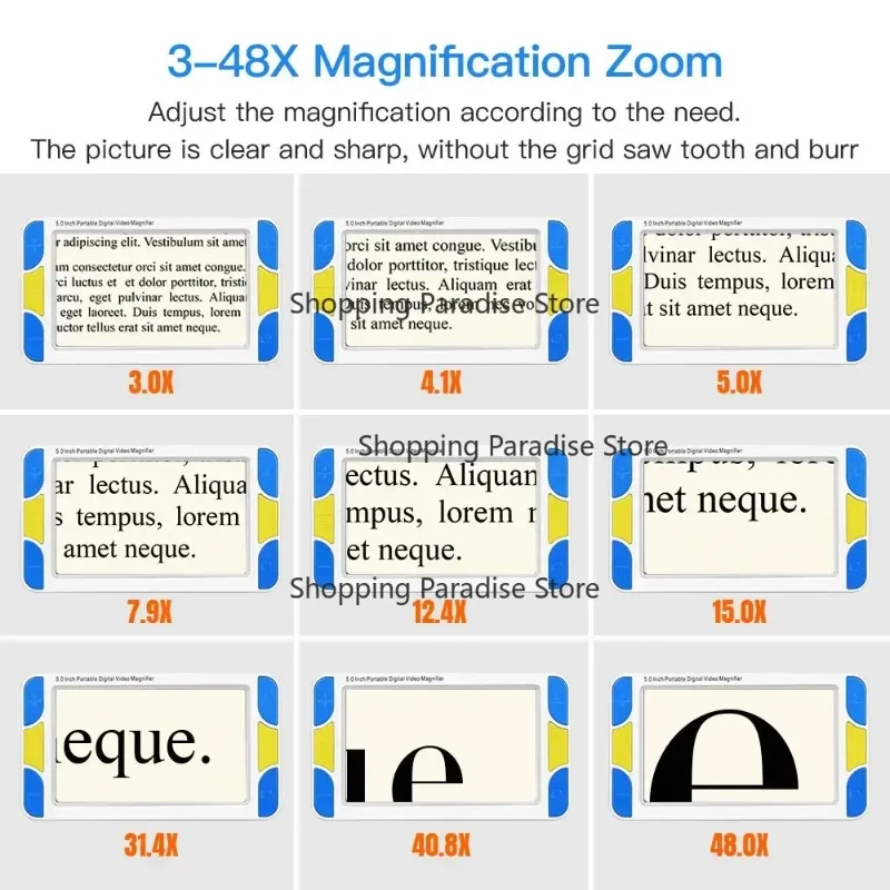 5.0 Inch Handheld Digital Magnifier Video Electronic Reading Aid with Double View Far And near Voice Prompt