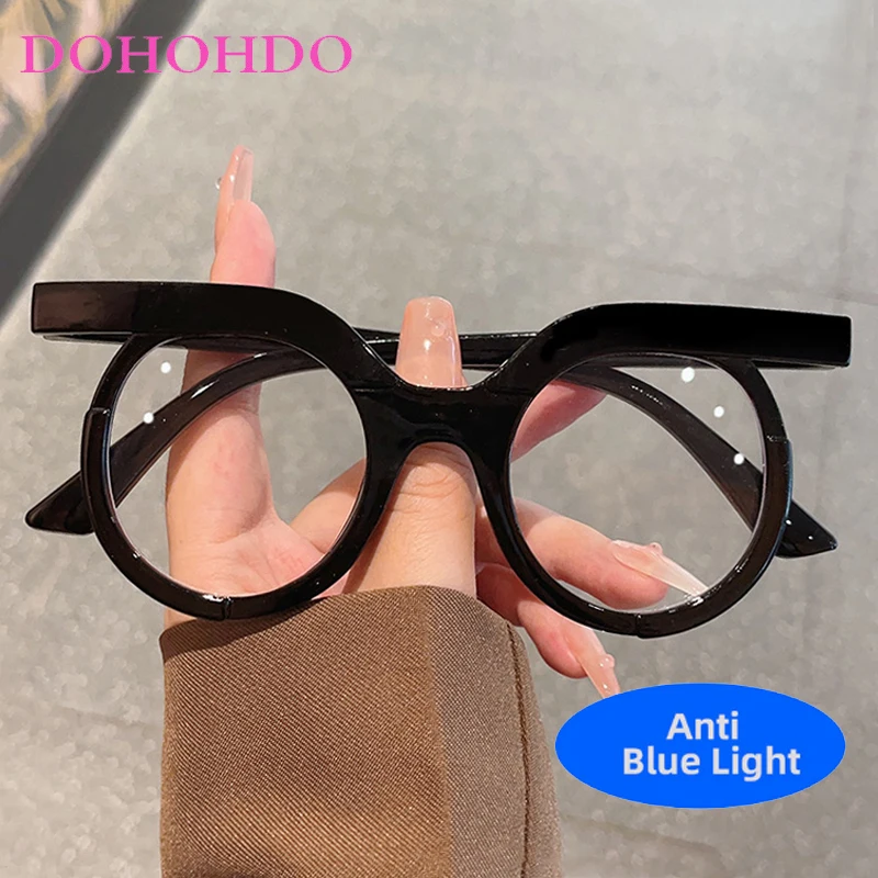 

Fashion Luxury Designer Big Round Frame Anti-Blue Light Glasses Men Women Computer Classic Optical Glasses For Gaming Lentes
