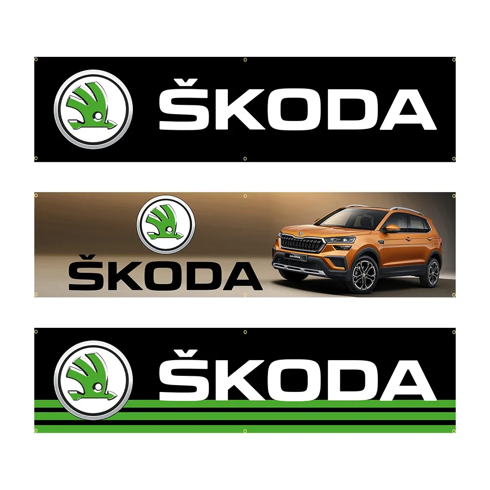 60*240 Skodas car banner Interior decoration Race car Tapestry printed Flag