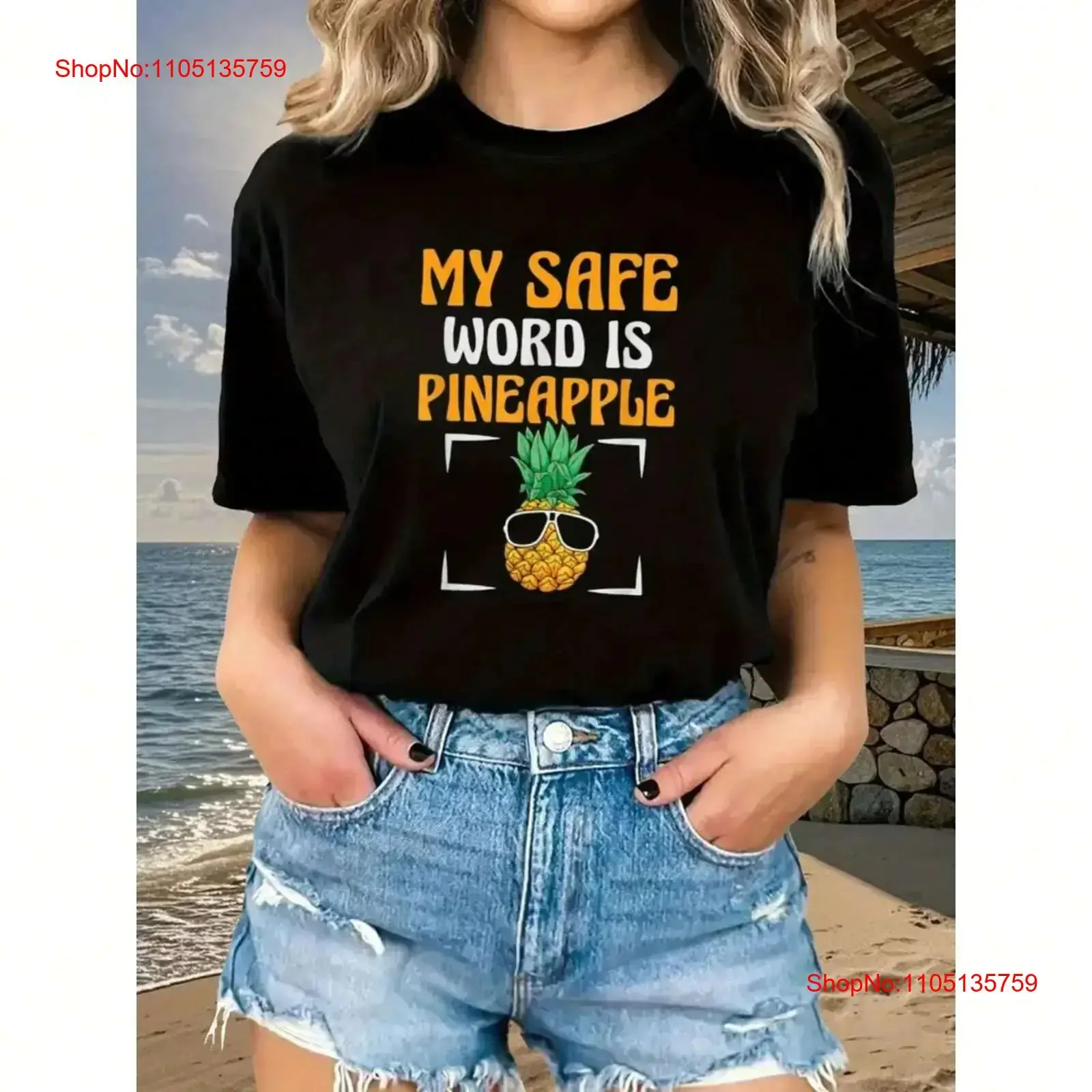 Madam my safe word is pineapple pattern T shirt casual vintage Washed graphic Top For Everyday Wear fashion Breathable