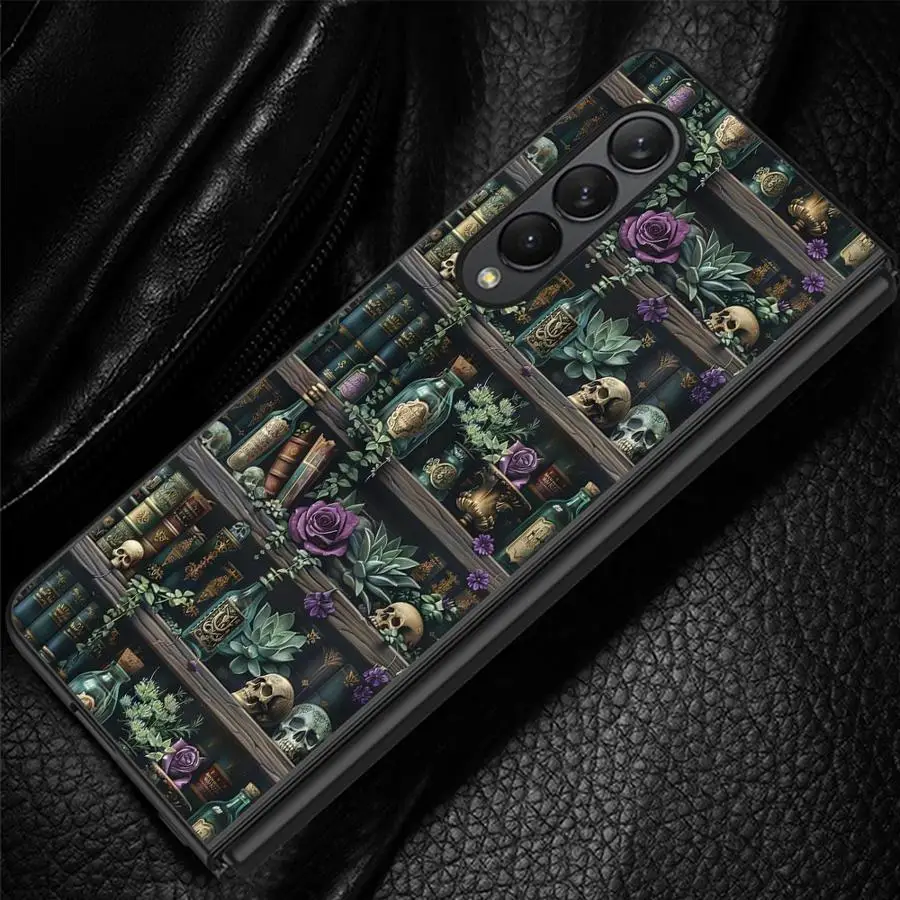 Case for Samsung Galaxy Z Fold 8 Ultra Z Fold 7 6 5 4 3 ZFold6 ZFold5 ZFold3 ZFold4 ZFold7 Phone Cover Bookshelf Books Skull