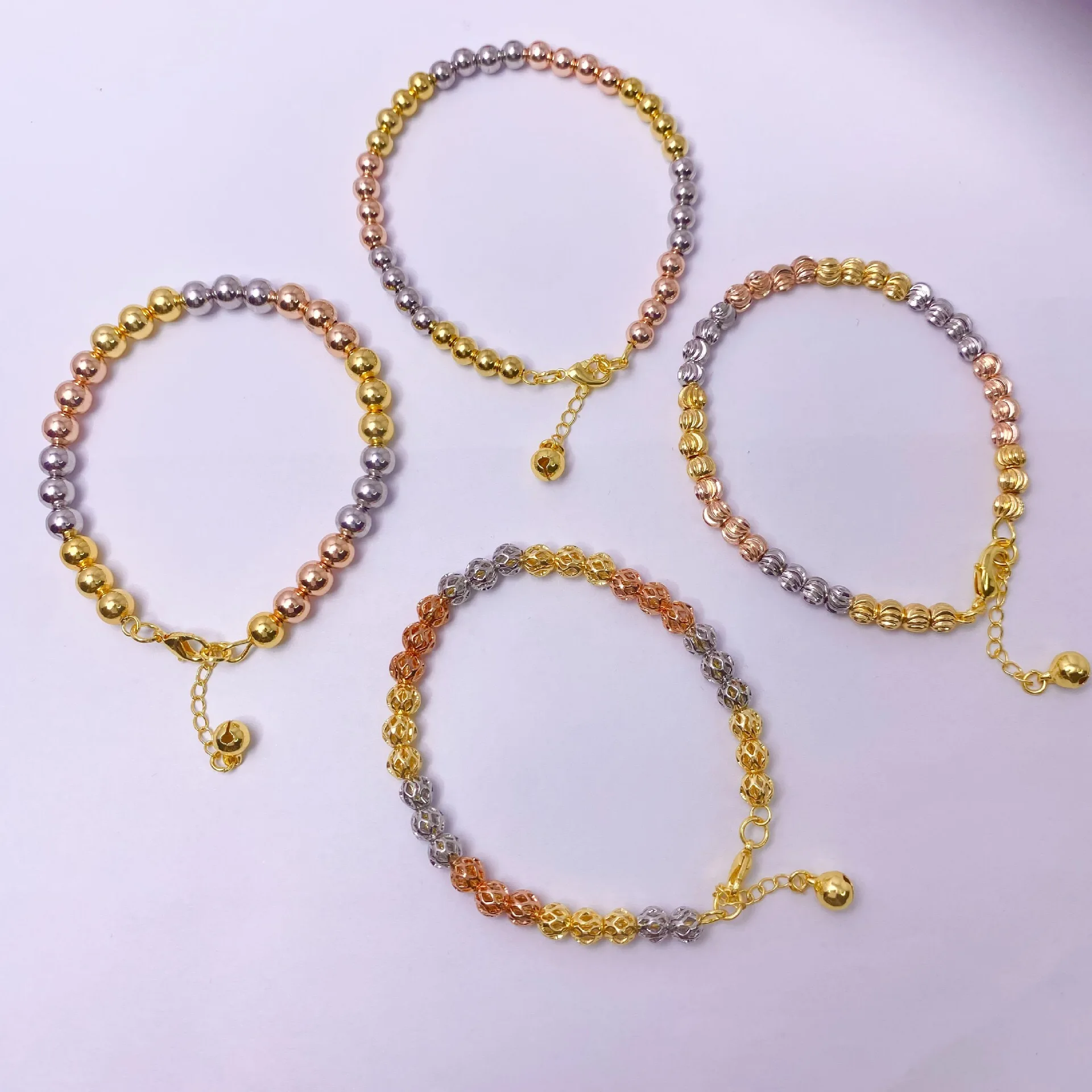 ESALE Fashion Women Bracelets Trendy Gold Plated Colorful Beads Bangles Beaded Bracelets Jewelry Accessories Gift ZB001