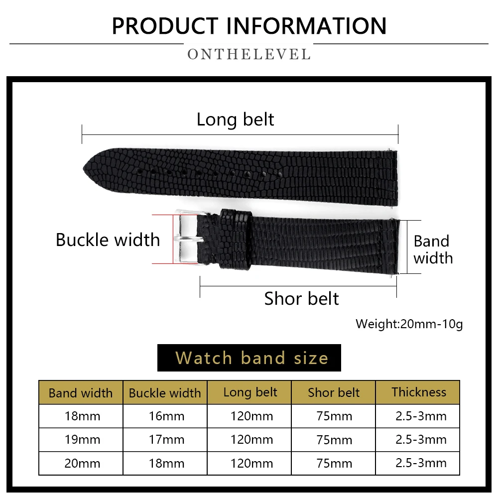 New Top Grade Lizard Pattern Genuine Leather Watch Band Strap 18mm 19mm 20mm 22mm Men Women Simple Stylish Wristwatches Band