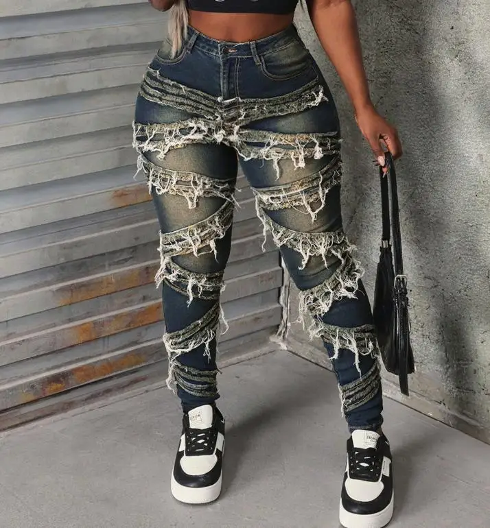 بذلة نسائية من قماش الدنيم بدون حمالات بكتف واحد بقصة ضيقة وواسعة الساق #3