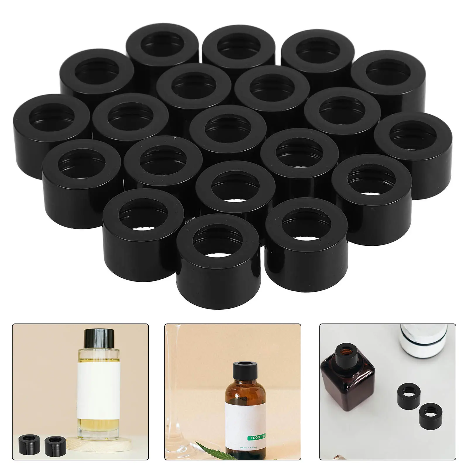 

20Pcs Essential Oil Dropper Caps with Hole PP Sealing Cap for Aromatherapy Glass Bottles Perfume Bottle Replacement Diffuser Lid