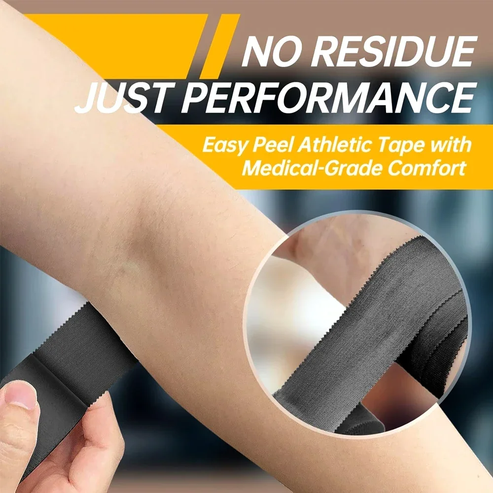 1 Roll OK TAPE Pre Wrap Tape, Athletic Foam Underwrap for Sports Protect for Hand Wrist Arm Knee Ankle Bandage, White and Black