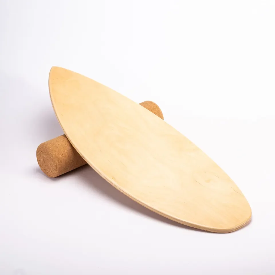 

Athletic Training Stability Trainer Surf Wobble Board with Cork Roller Wood Balance Board