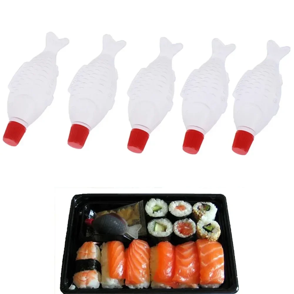 10pc Fish Shaped Soy Sauce Bottle Portable Disposable Flavoring Bottle Rice Ball Sashimi Sushi Vinegar Tool Cute Mini Containers