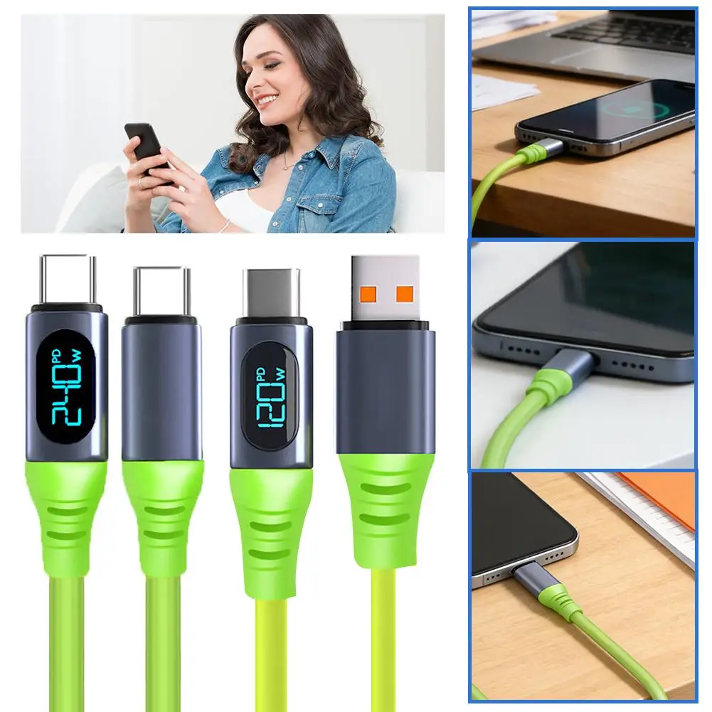 Ultraschnelles 240W Smart Digital Display Datenkabel Typ-C Datenkabel, PD30 Schnellladung für iPhone 16/17 Android-Geräte