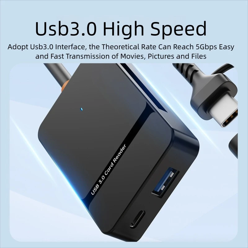 USB 3.0 Card Reader SD Micro SD TF CF MS U Disk Compact Flash Card Adapter for Laptop Multi Card Reader 8 in 1 Smart Card Reader