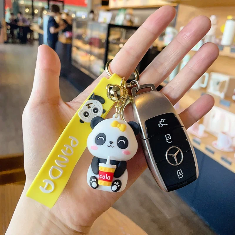 Cute Cartoon Panda Keychain Creative Car Bag Hanging Gifts for Kids Friends Lover Key Tag Accessories Holder