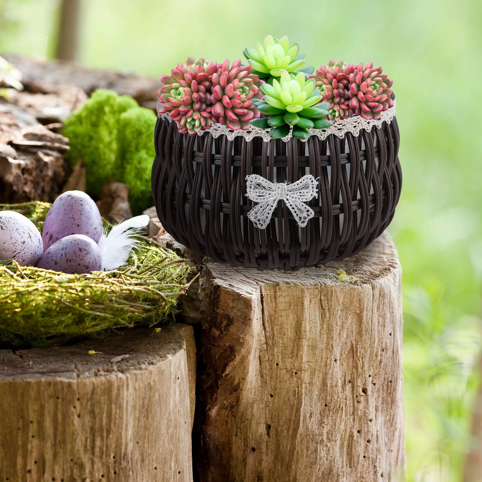 

Woven Flower Basket Natural Handwoven Decorative Planter Indoor Outdoor Flowerpot Basket Storage Organizer for Plants