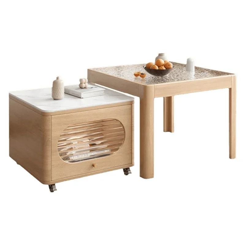 

Modern simple coffee table combination, cream wind size square rock slab edge table