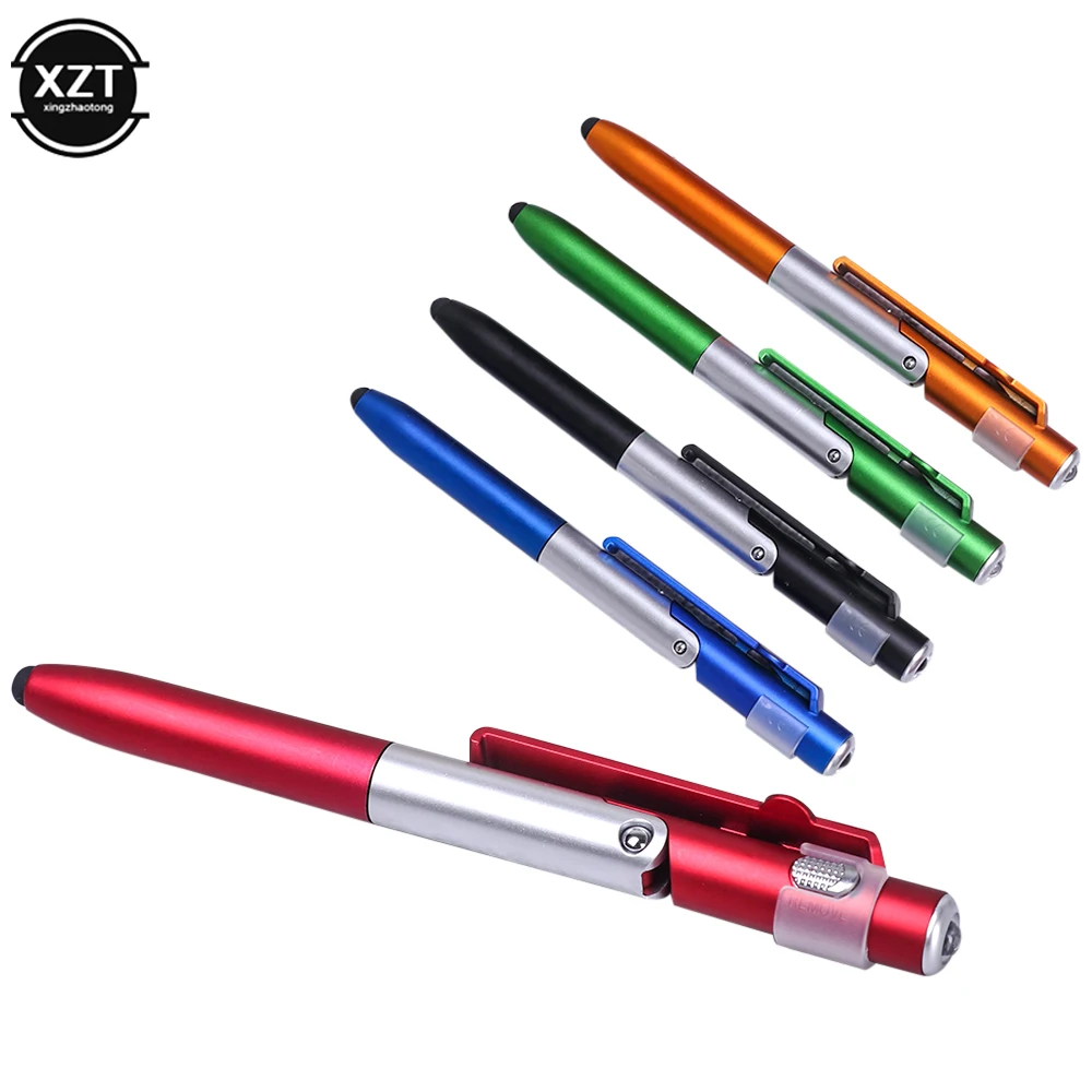 4-in-1 Multifunctional Foldable Ballpoint Pen Screen Touch Pen Universal Miniature Capacitive Pen With LED For Tablet Cellphone