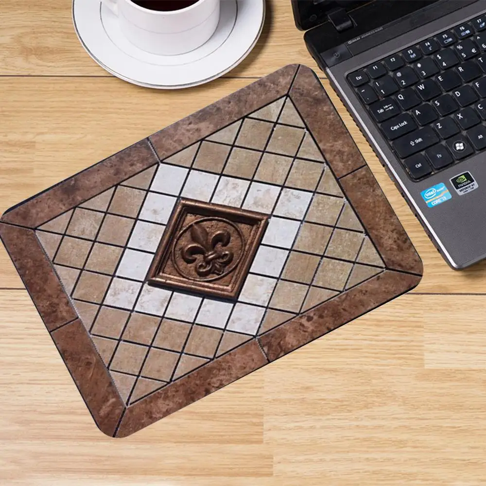 Large Size Playmat Ocean Style Checkered Tile Seahorse Jellyfish Marine Creature Border Fresh Light Tone Anime Games  Mat