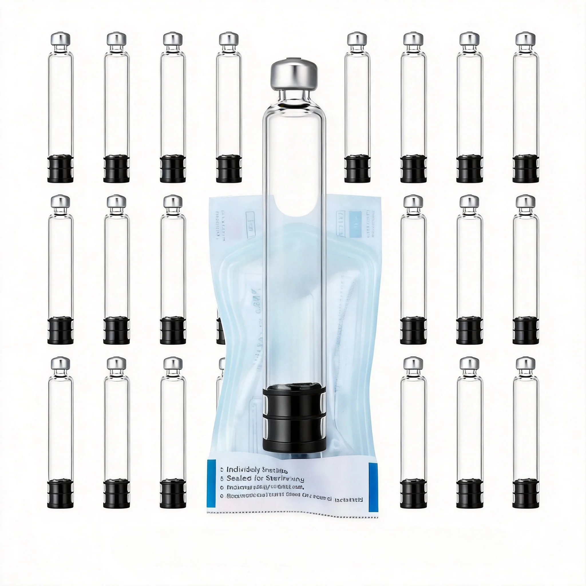 10‑100Pack 3ml 3cc Peptide Insulin Pen Cartridge,Individually Packed Glass Cartridges Compatible with Reusable Injection Pens
