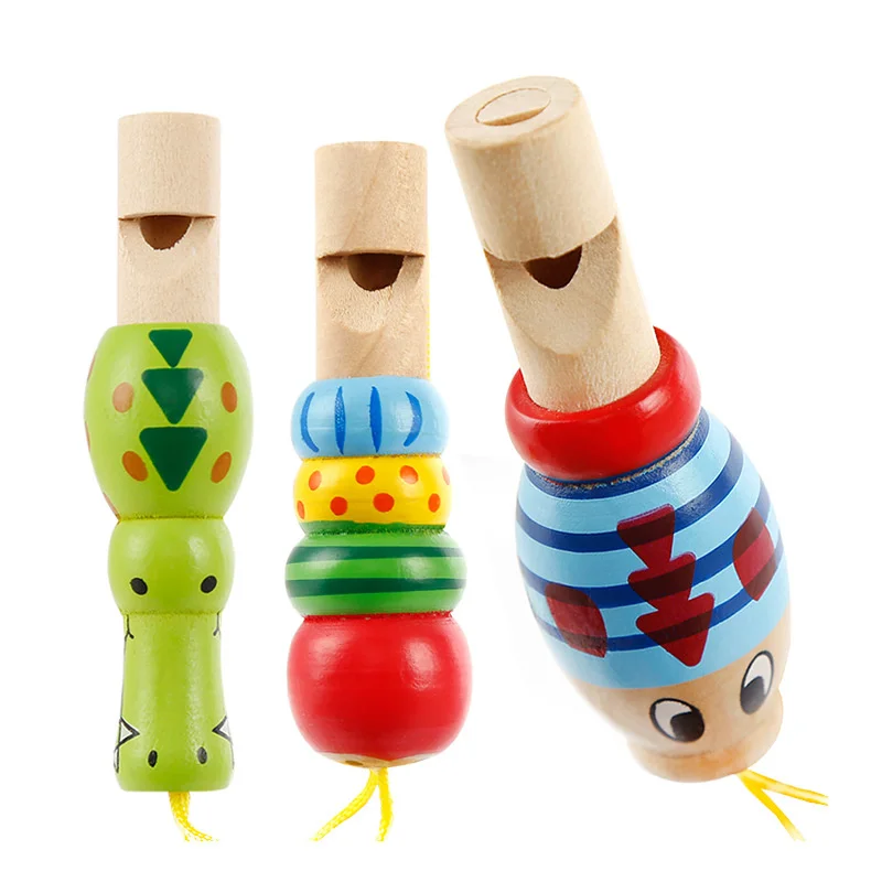 Cute Mini Animal Pirate Shape Wooden Whistle Music Toy Jewelry Pendant Early Education Teaching Aids Children\'s Holiday Gift