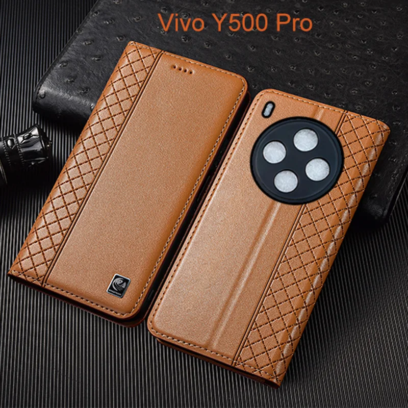 

Napa Inner Grid Genuine Leather Flip Case For Vivo Y500 Pro Phone Cover Card Cases Scratch Proof