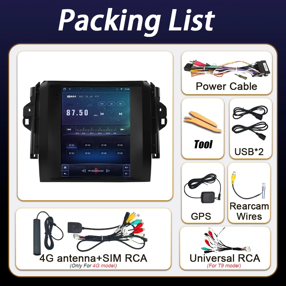 Android Car Radio 9.7 inch For Toyota Fortuner 2015 2016 2017 2018 2019 2020 2021 2022 Carplay Player Multimedia GPS Navigation