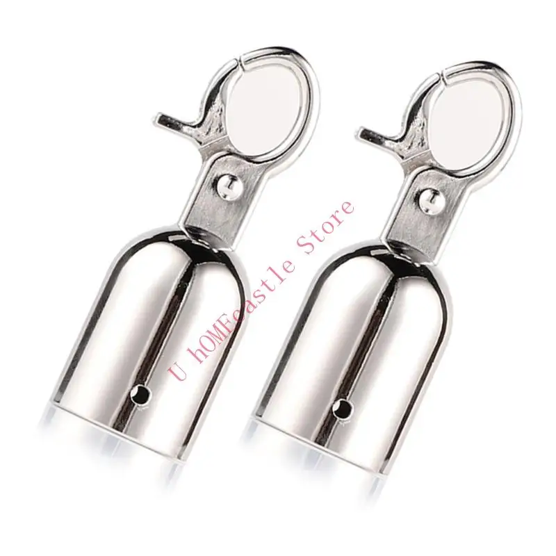 63HF 2pcs Sturdy Stainless Steel Rope End Caps With Hook Designs for Securing Hemps and Fence Rope In Outdoor Setting