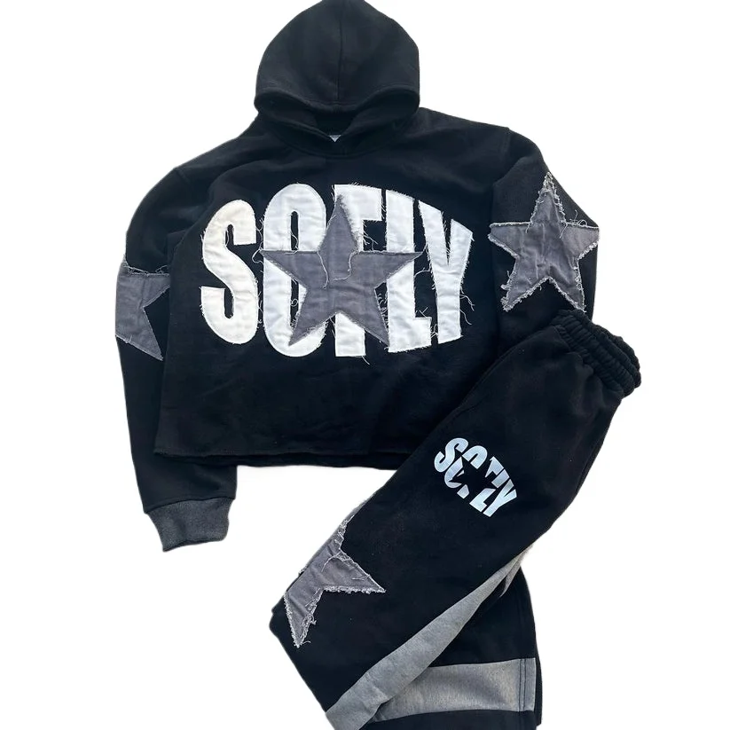 Y2K Gothic Vintage Harajuku Star Patch Embroidered Oversized Hoodie Men And Women American Hip-hop New Trend Sports Hoodie Coat