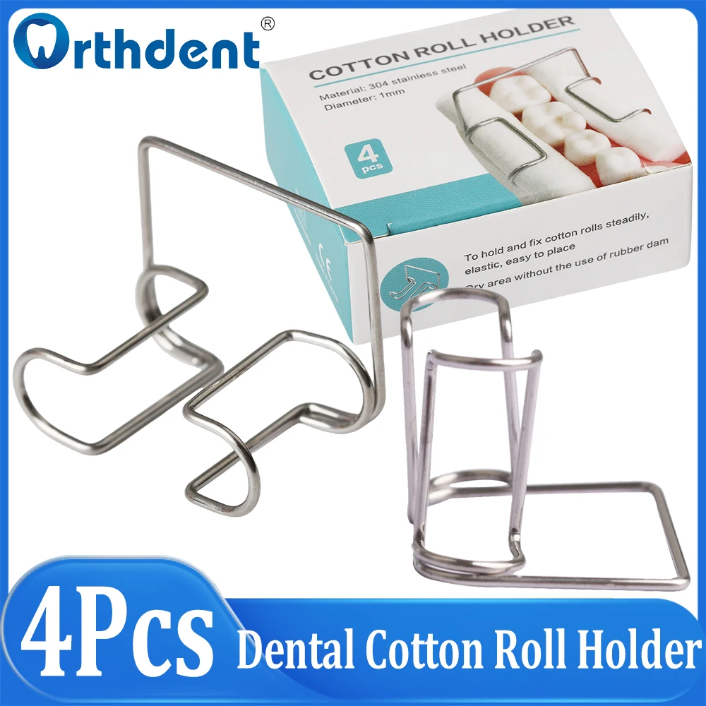 

4Pcs Dental Cotton Roll Clip Orthodontic Stainless Steel Autoclavable Cotton Roll Holder Dentist Instrument Dentist Lab Tools