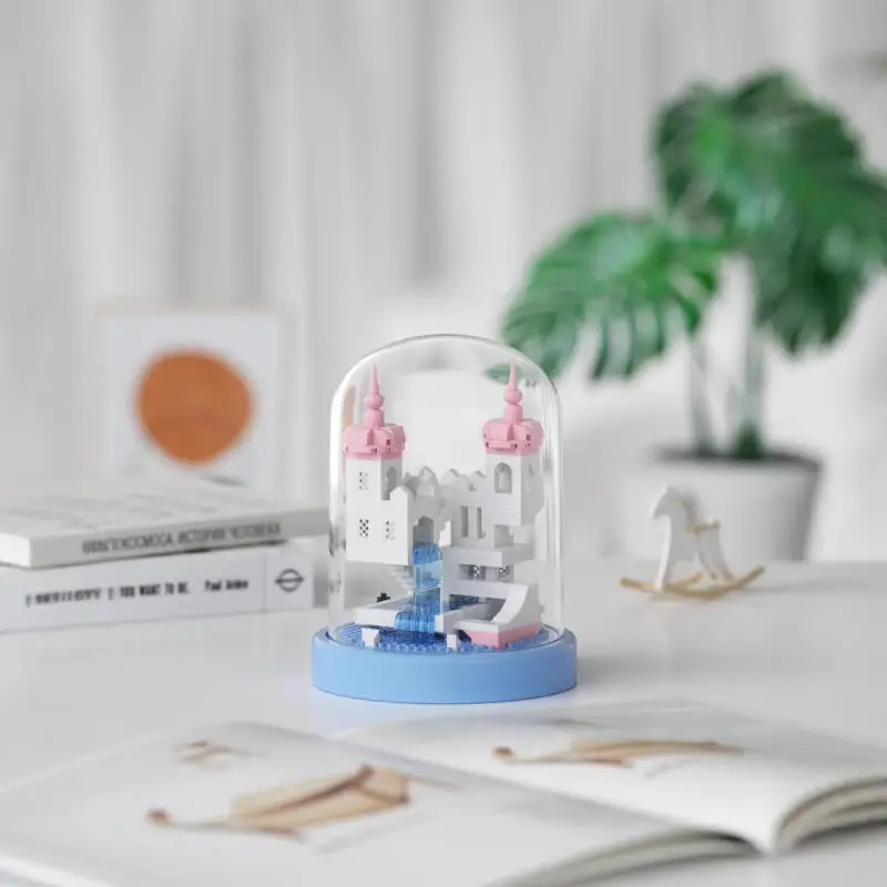 DIY Architektur Valley Castle Baustein mit Staubschutz Kinder Spielzeug Erwachsene Mini Ziegel 3D Bauset Geburtstagsgeschenke