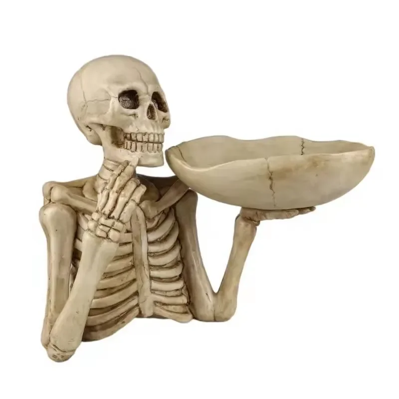 Personalized Punk Skeleton Resin Ornament Hand-painted Hot-Selling Halloween Key Storage Tray Entryway Party Decorations