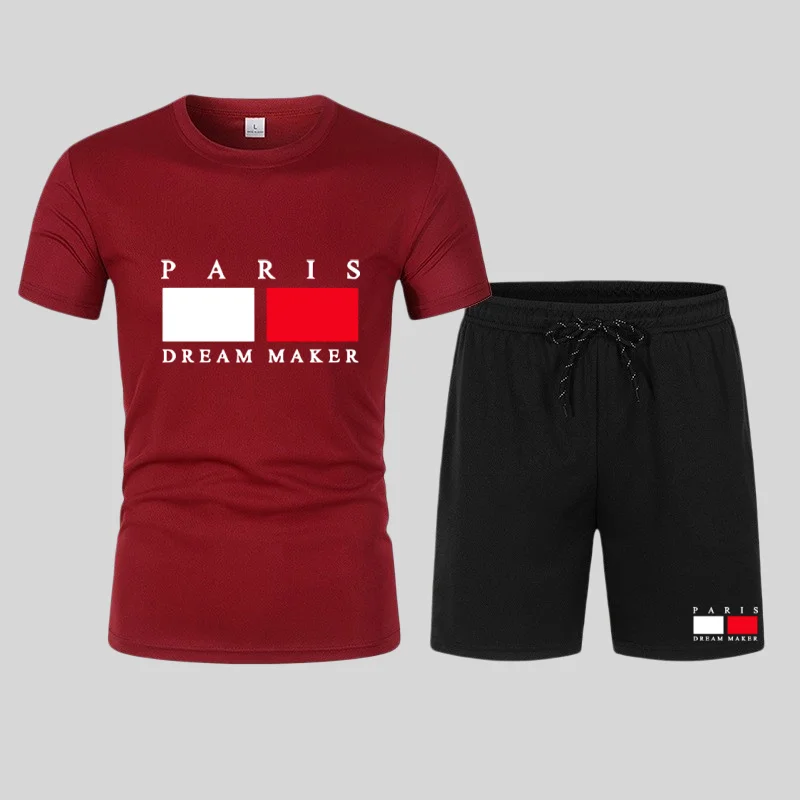Summer men's short-sleeved T-shirt and short pants, comfortable sportswear, men's casual round-neck T-shirt and short pants two- 6