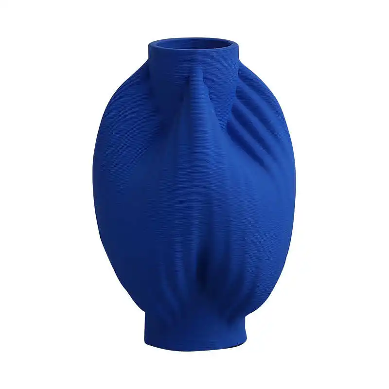 

Blue 3D printed ceramic vase, home soft decoration, living room flower utensils, high-end decorations