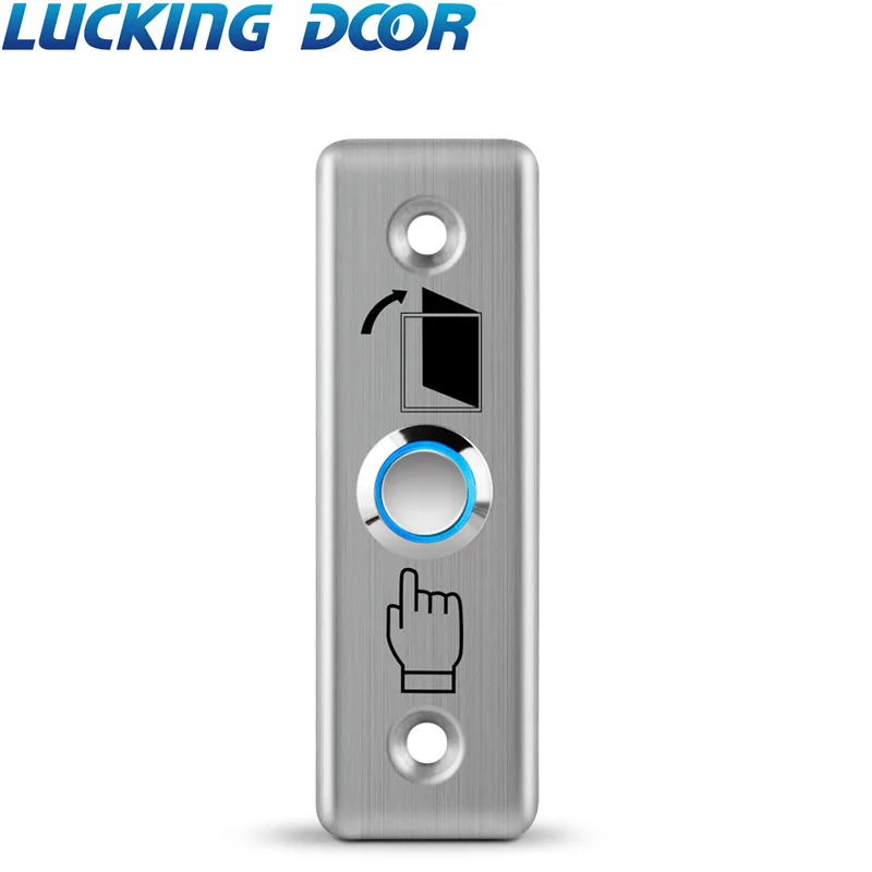 LUCKING DOOR LED Backlight Stainless Steel Exit Button Push Switch Door Sensor Opener Release for Access Control-Silver