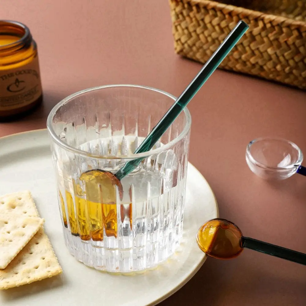 Colored Transparent Creative Dessert Coffee Scoop Glass Milk Spoon Tableware Spoon Stirrer Stirring Spoons