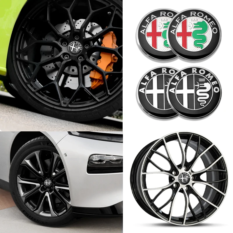 

56mm Car Wheel Center Sticker Auot Hub Emblem Styling Decals For Alfa Romeo Giulietta Mito Giulia Stelvio Brera 147 156 159 GT